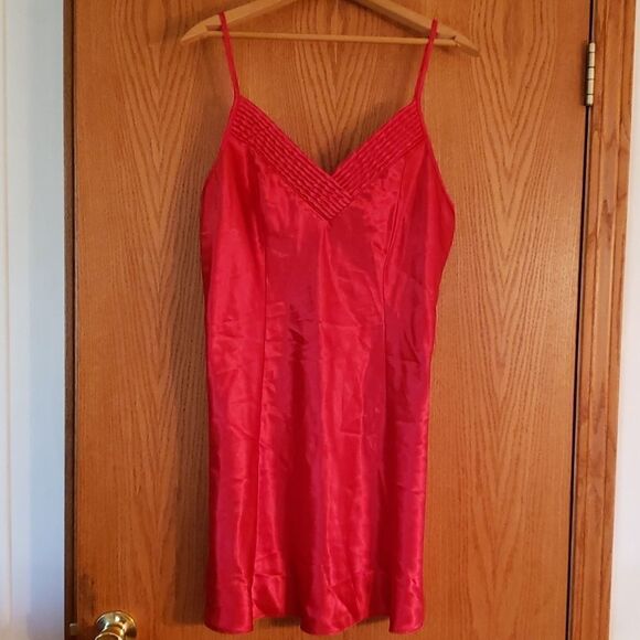 Bright Red Negligee Nightie Chemise Sz L - Picture 1 of 5